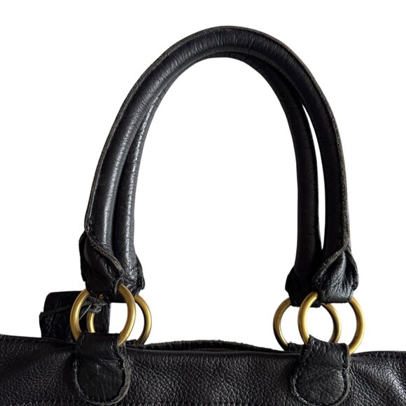 Linea Pelle Black Leather Shoulder Handbag Tote Soft Weighty Leather - Picture 3 of 16